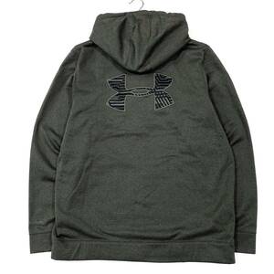 良品 UNDER ARMOUR/アンダーアーマー ジップアップ スウェットパーカー フリース裏地 メンズXL グレー系