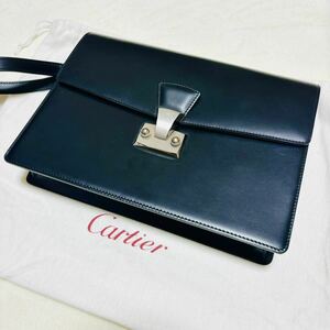 【極美品】Cartier カルティエ　クラッチバッグ　パシャ　黒　レザー