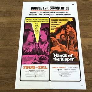 「ドラキュラ血のしたたり/ハンズ・オブ・ザ・リッパー」USA版ポスター TWINS OF EVIL/HANDS OF THE RIPPER ピーター・カッシング ハマー