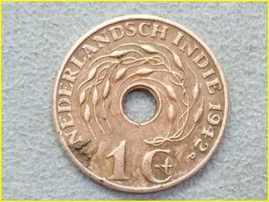 【オランダ領東インド 1セント 硬貨/1942年】 NEDERLANDSCH INDIE /銅貨/旧硬貨/コイン/ 古銭/蘭領