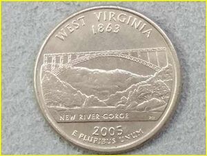 【アメリカ 50州25セント硬貨《ウェストバージニア州》/2005年】クォーターダラーコイン/桃/50州25セント硬貨プログラム/The 50 State Quar