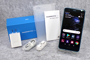 【中古 良品】SIMフリー UQ HUAWEI P10 lite WAS-LX2J サファイアブルー 青 スマホ 本体 Android 制限〇(MLB10-2)