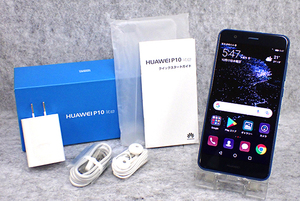 【中古 美品】SIMフリー UQ HUAWEI P10 lite WAS-LX2J サファイアブルー 青 スマホ 本体 Android 制限〇(MLB10-1)