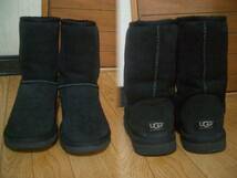 UGG*アグ*オーストラリア*羊革ムートン*ブラック*クラッシック内側羊毛皮ボアあたたかいムートンブーツ美品*9*26.0_画像2