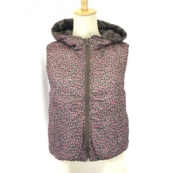 アズノゥアズ/as know as★リバーシブル/花柄/ダウンベスト【38/レディースM/茶/brown】Jacket/Jumper/Best◆BH435