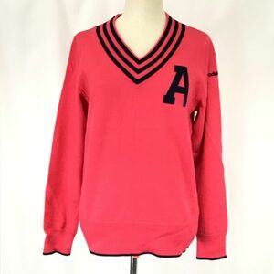  Adidas /adidas GOLF*V шея свитер [ женский L/ розовый /pink/ акрил × шерсть ] Golf одежда /tops/sweater/cardigan*BH459
