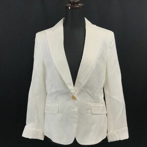 日本製★ニジュウサンク/23区★1つボタン/シングルジャケット【38/レディースM/白/white】ストライプ模様/Jacket◆BH506