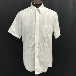 テイジンメンズショップ/TEIJIN MEN'S SHOP★ボタンダウン/ストライプ/半袖シャツ【メンズL/白/white】Tops/Shirts◆BH506