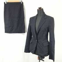 日本製★アンタイトル/UNTITLED★春夏/スカートスーツ/セットアップ【上下1/レディースS/navy/紺ストライプ】Jackets/skirt/Set up◆pBH314_画像2