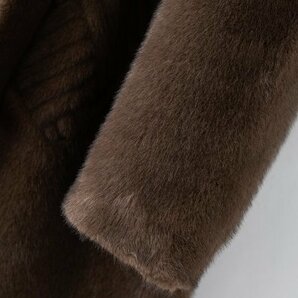 新品暖かいレディースミンクコートラクーンファーフード毛皮ジャケットブラウンXLの画像9