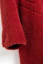 新品暖かいレディース100％ウールコート毛皮ジャケットミンクファー赤ーM_画像5