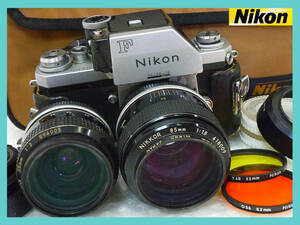 Nikon ニコン Fフォトミック FTN シルバー 望遠レンズ２個付 NIKKOR 35mm 85mm f1.8フィルター橙 黄φ52 L1BC ケース レトロ マニア_F27