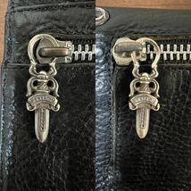 【美品】クロムハーツ CHROME HEARTS WAVE ウェーブ ウォレット クロスボタン 長財布 財布 激シボ インボイス原本付き_画像8