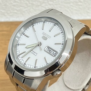 美品　SEIKO　セイコー5　腕時計　7S26-02W0　自動巻き　裏スケ　白文字盤