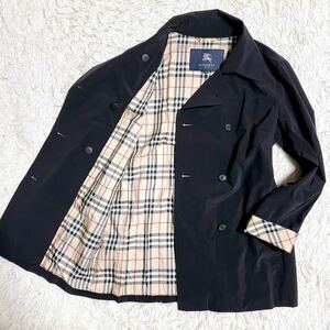 ★美品★Lサイズ★ バーバリーロンドン Pコート トレンチコート ノバチェック 黒 40 レディース ジャケット BURBERRY LONDON D73