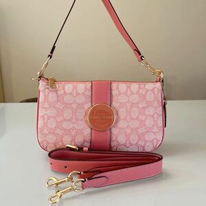 超美品！COACH コーチ シグネチャー ショルダーバッグ ハンドバッグ ポシェット ピンク 3way 