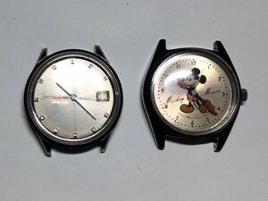 【未点検・未清掃】SEIKO DIASHOCK 6206-8010TAD / SEIKO Mickey Mouse 5000-7000 【ベルトなし2個セット】