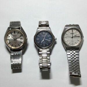 【未点検・未清掃】SEIKO QUARTZ QR 3862-7001 / Silver Wave 7121-703A / Type Ⅱ 7123-8010 セイコー クォーツ メンズ 【3本セット】