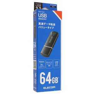 【ゆうパケット対応】ELECOM エレコム キャップ式USB3.2 Gen1メモリ MF-HTU3B064GBK 64GB ブラック [管理:1000014426]