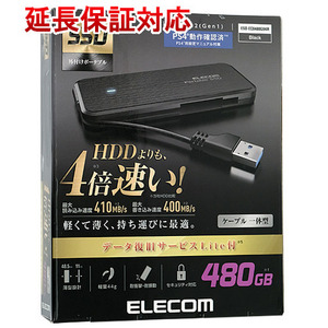 ELECOM エレコム 外付けポータブルSSD ESD-EC0480GBKR ブラック 480GB [管理:1000015074]