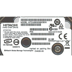 HITACHI Note for HDD 1.8inch HTC426030G5CE00 30GB 8mm [ control :1000021589]