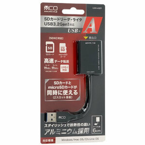 【ゆうパケット対応】ミヨシ SDカードリーダ・ライタ USB3.2Gen1対応 USB-A USR-ASD1/BK ブラック [管理:1000022020]