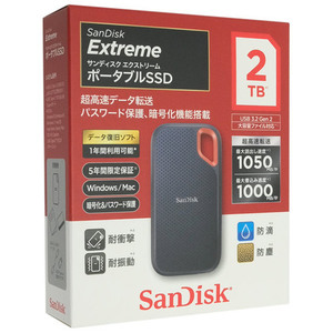 SANDISK ポータブルSSD エクストリーム V2 SDSSDE61-2T00-J25 2TB [管理:1000016839]