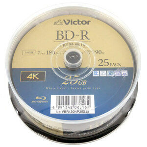 Victor製 ブルーレイディスク VBR130RP25SJ5 BD-R 6倍速 25枚 [管理:1000025296]