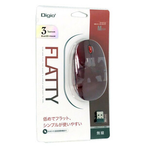 Digio デジオ FLATTY フラッティ 無線 3ボタン BlueLEDマウス レッド MUS-RKT153NR