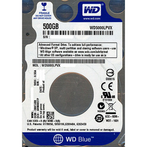 【中古】Western Digital製HDD WD5000LPVX 500GB SATA600 4000～5000時間以内 [管理:1050022511]