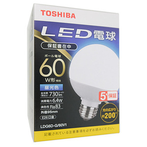 TOSHIBA LED電球 ボール電球形 昼光色 LDG6D-G/60V1 [管理:1100049474]