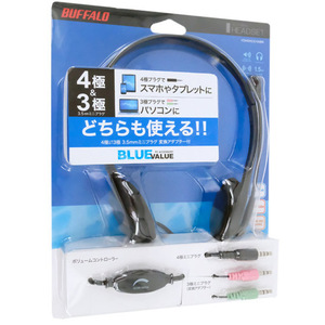 BUFFALO バッファロー 両耳ヘッドバンド式ステレオヘッドセット YDHSHCS100BK ブラック 未使用 [管理:1150024587]