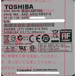 TOSHIBA(東芝) ノート用HDD 2.5inch MQ01ABF050 500GB [管理:20346030]