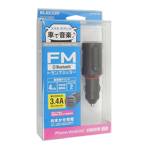 エレコム FM トランスミッター 高音質 Bluetooth USB×2ポート 3.4A おまかせ充電 ブラック LAT-FMBT04BK