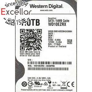 【中古】Western Digital製HDD WD10EZRX 1TB SATA600 8000～9000時間以内 [管理:1050022622]