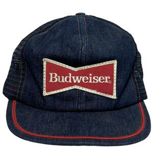 【80s】米国製　 Budweiser バドワイザー　デニム　トラッカーキャップ