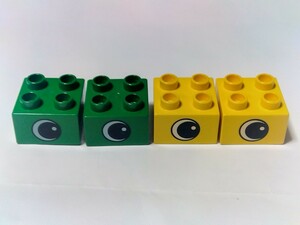 レゴデュプロ 2×2 プリントブロック　目　4個セット　緑と黄色