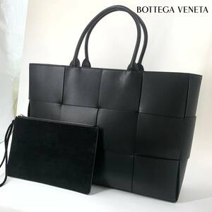 1円【新品未使用】BOTTEGA VENETA ボッテガヴェネタ マキシイントレチャート ラージ アルコ トートバッグ ブラック ショルダーバッグ