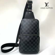 1円【新品同様】 LOUIS VUITTON ルイヴィトン ダミエグラフィット アヴェニュー スリングバッグ ボディバッグ バッグ N41719レザー黒メンズ_画像1