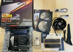 【動作確認済】マザーボード GIGABYTE B550I AORUS PRO AX + CPU AMD Ryzen3 3100 + メモリ DDR4 8GB 2枚 他セット