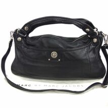 美品 定価4万円●MARC JACOBS マークジェイコブス レザー ショルダー バッグ ハンド 2WAY 斜め掛け レディース 牛革 黒色 1円スタート_画像1