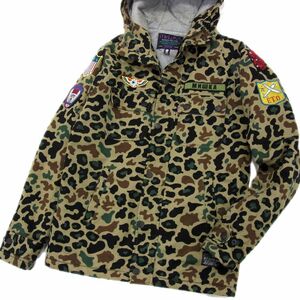 美品 定価3万円●MISHKA ミシカ キルティングジャケット ミリタリー MNWKA メンズ XS オーバーサイズ カモフラ柄 総柄 中綿入り ワッペン