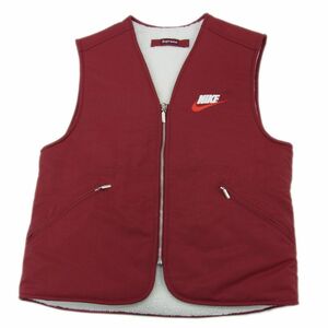 美品 レア 人気完売品●Supreme NIKE 18AW ベスト フリースボア シュプリーム ナイキ リバーシブル 中綿入り メンズ Sサイズ ロゴ刺繍