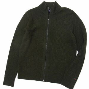 ☆TOMMY HILFIGER トミーヒルフィガー ニット ジップジャケット ウールニット メンズ 大きめサイズ XL 1円スタート