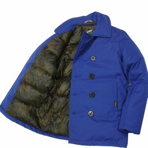 極美品 定価45,000円 羽毛◇SCHOTT CORDURA DOWN PEA COAT ダウンピーコート 3142025 裏カモフラ 迷彩柄 ブルー メンズ 1円スタート