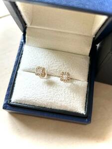 * Vendome Aoyama earrings diamond K18YG diamond la puller s earrings Princess cut *