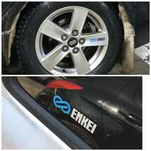 ENKEI スポークホイール用ステッカー 銀白×青 4P(検)VOLK RACING RAYS WORK BBS SSR BADX WALD トヨタ 日産 ホンダ スズキ ダイハツ BMW_画像3