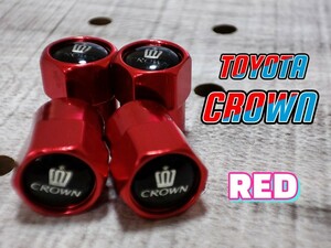 TOYOTA【CROWN】エアーバルブキャップ【レッド】クラウン スポーツ クロスオーバー アスリート S170 180 200 210 220 SH35