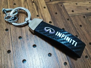 インフィニティ カーボンレザー キーホルダー【銀メッキ】INFINITI Q45 QX60 JX QX70 FX37/50 QX80 QX56 Q50 G37 SEDAN QX50 EX35