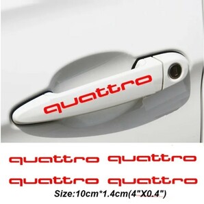 アウディ quattro(クワトロ) ステッカー【レッド】A1 A2 A3 A4 A5 A6 A7 A8 Q1 Q2 Q3 Q4 Q5 Q6 Q7 Q8 B5 B6 B7 B8 C5 C6 C7 V8 S-line RSの画像1